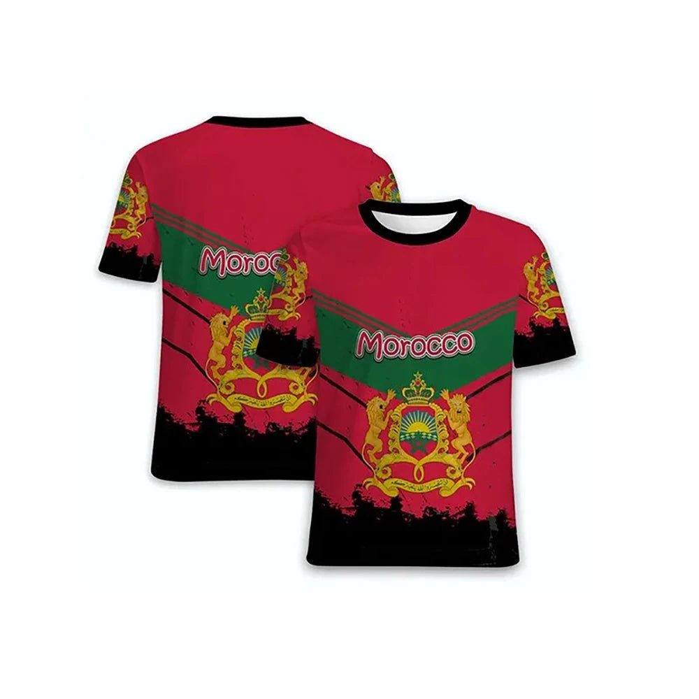 T-shirts imprimés en 3D avec l'emblème national du Maroc. - NGSHOP-ONE
