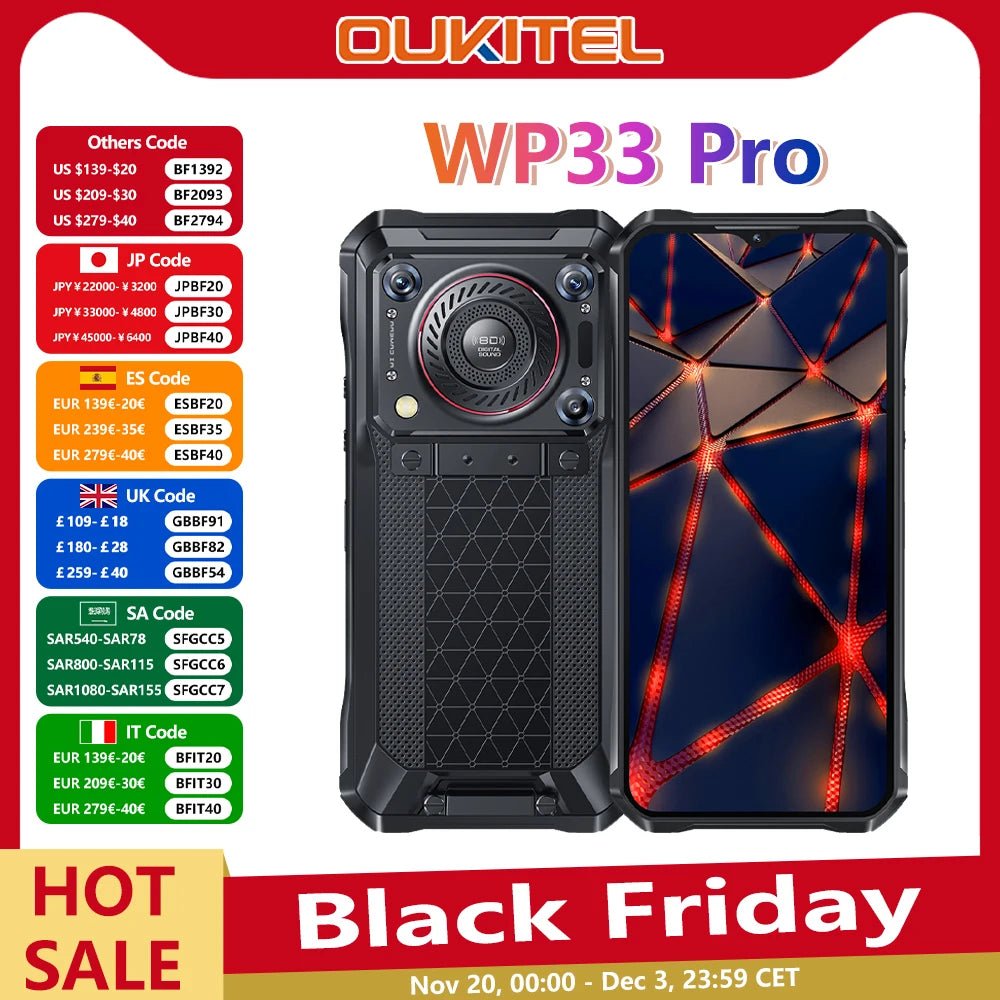 Oukitel WP33 Pro 5G: smartphone robuste 22 000 mAh, écran FHD+ 6,6" 64 MP, 33 W Dimensity 6100+ - NGSHOP-ONE