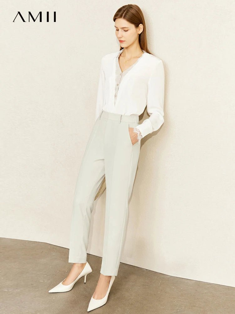 Pantalon de Bureau Femme Amii Coupe Droite Taille Haute - NGSHOP-ONE