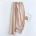 Pantalon de pyjama femme en double gaze 100% coton, imprimé floral, coupe ample et respirante. - NGSHOP-ONE