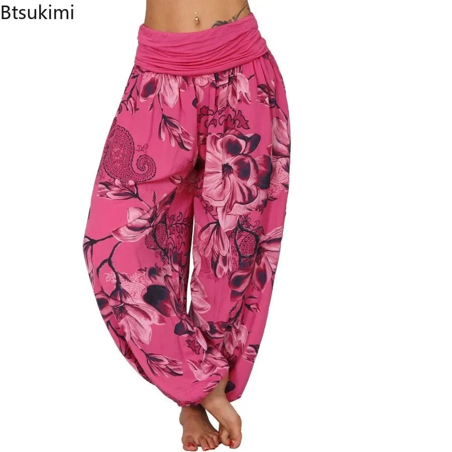 Pantalon large imprimé décontracté femme 2025 : style rétro tendance et artistique - NGSHOP-ONE