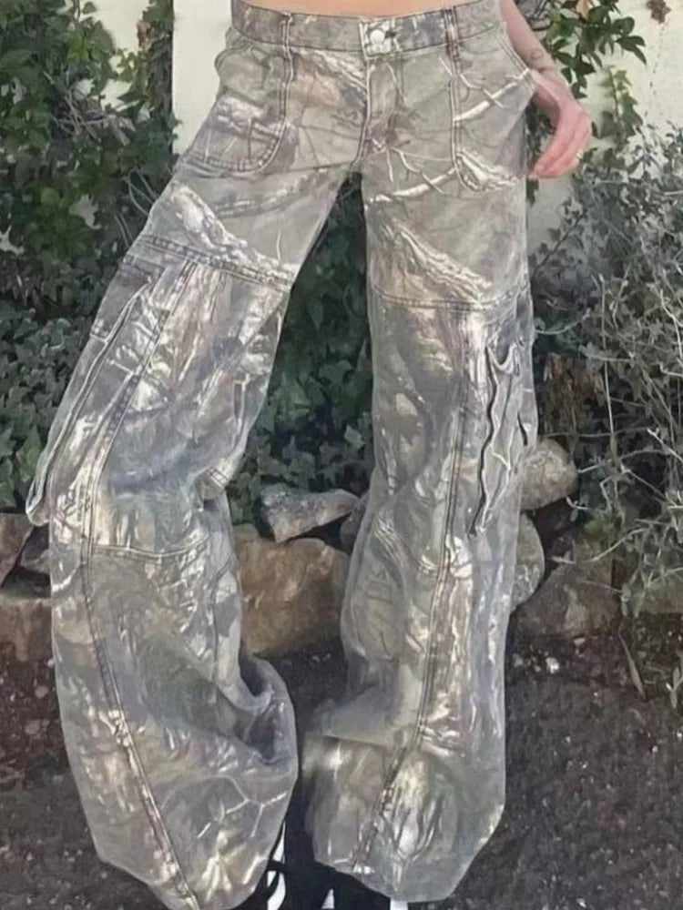 Pantalon palazzo large et taille haute pour femme, en satin fuchsia brillant, style décontracté - NGSHOP-ONE