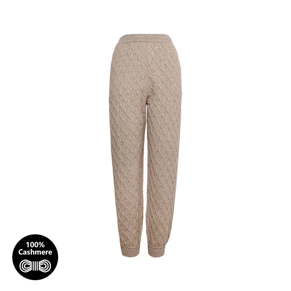 Pantalons pour femmes en cachemire 100 % avec cordon de serrage élastique à la taille - NGSHOP-ONE