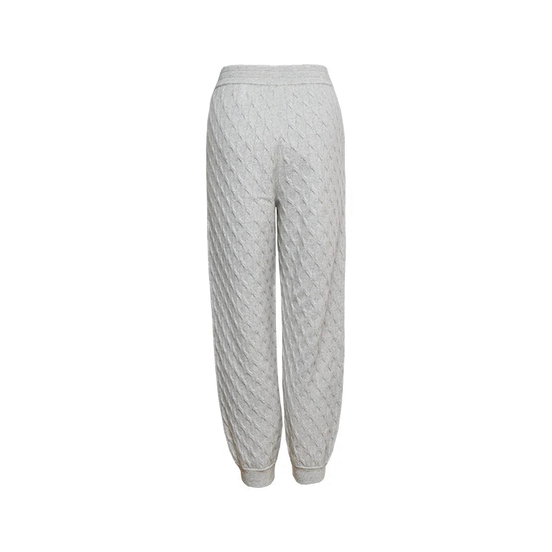 Pantalons pour femmes en cachemire 100 % avec cordon de serrage élastique à la taille - NGSHOP-ONE