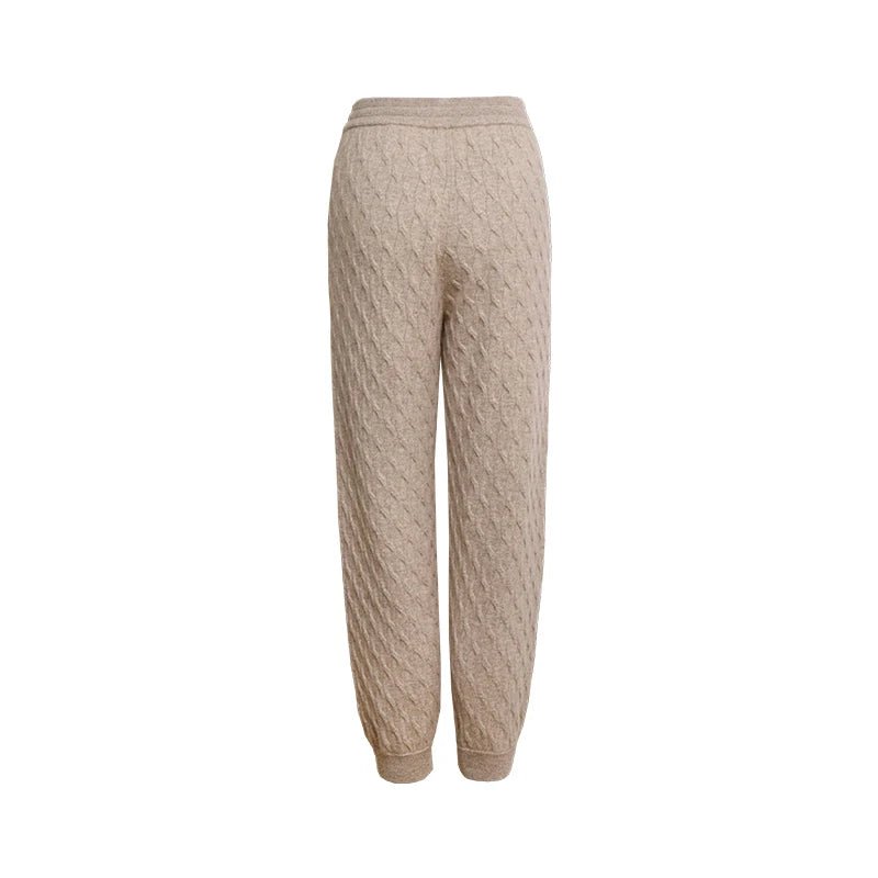 Pantalons pour femmes en cachemire 100 % avec cordon de serrage élastique à la taille - NGSHOP-ONE