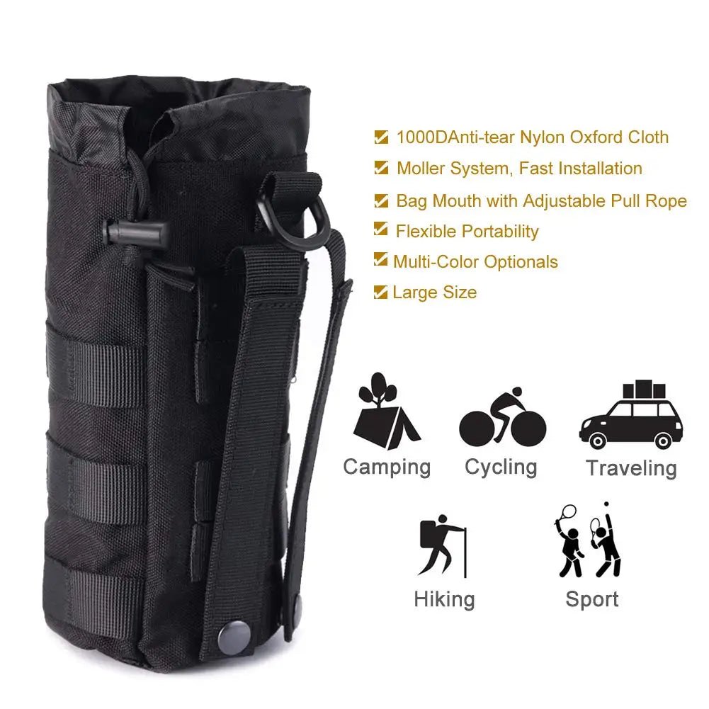 Pochette porte-bouteille d'eau en filet pour sport et voyages, tactique Molle à cordon - NGSHOP-ONE