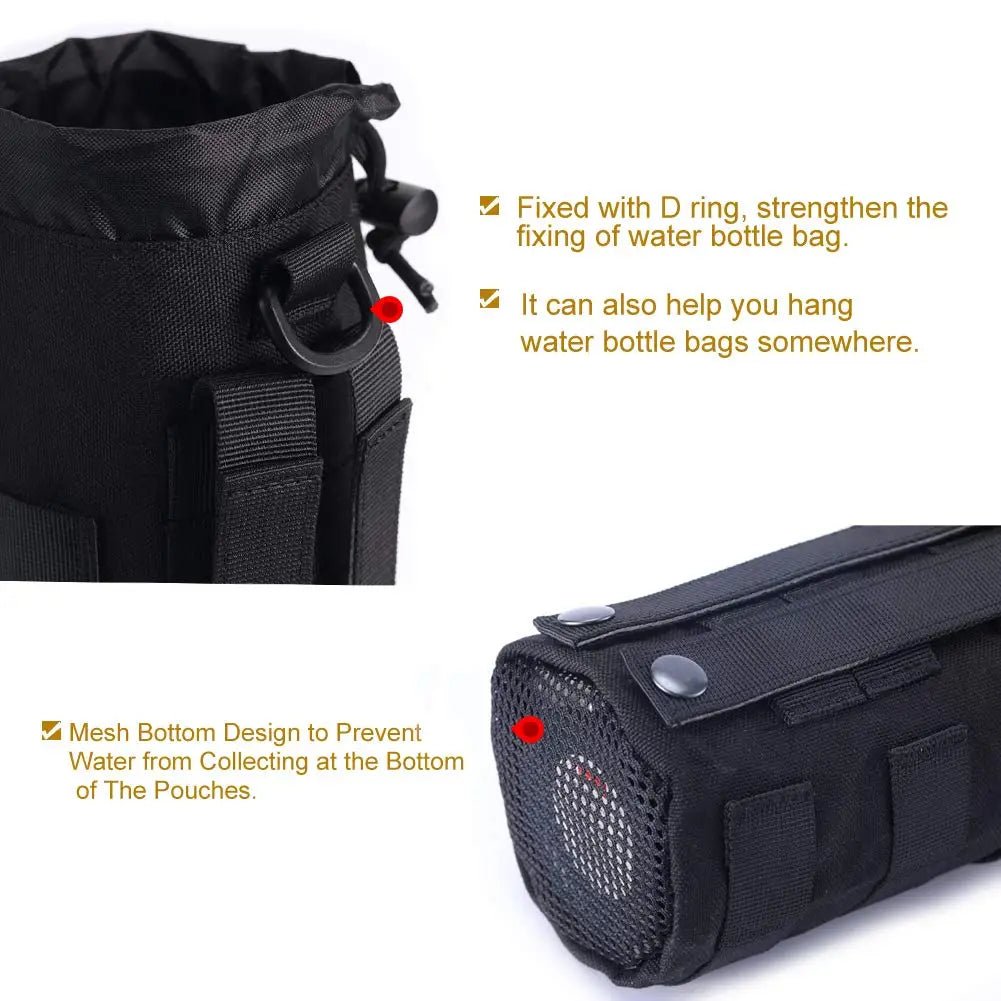 Pochette porte-bouteille d'eau en filet pour sport et voyages, tactique Molle à cordon - NGSHOP-ONE