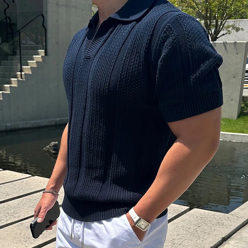Polo en maille ajourée tendance pour homme - NGSHOP-ONE