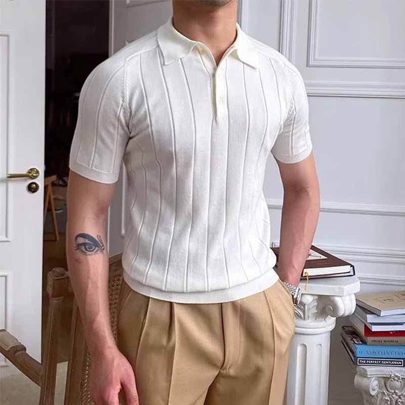 Polo homme slim en maille élastique, manches courtes, col boutonné, pull tendance - NGSHOP-ONE