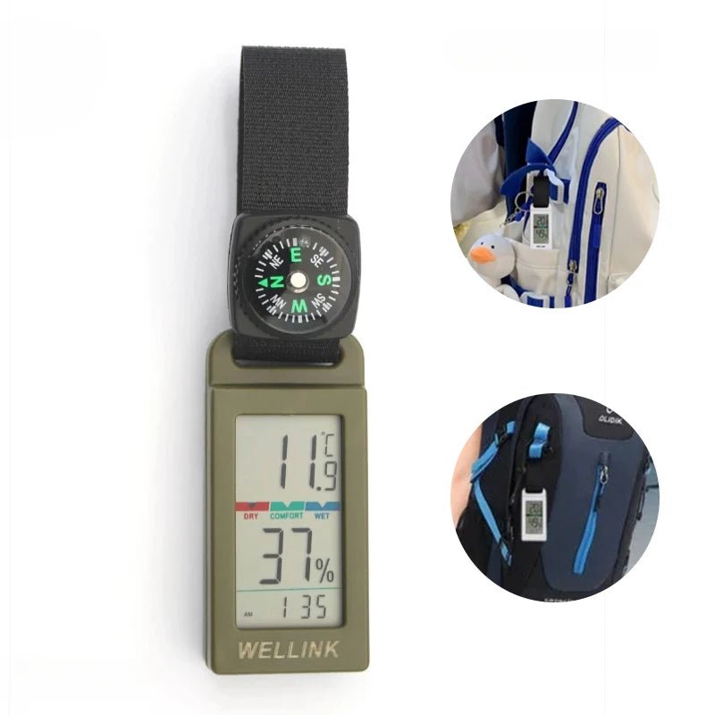Porte-clés Wellink 3-en-1 Boussole Thermomètre Hygromètre pour Camping Extérieur - NGSHOP-ONE
