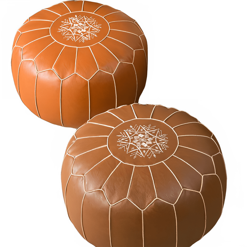 Pouf marocain en similicuir brodé, coussin non rembourré - NGSHOP-ONE