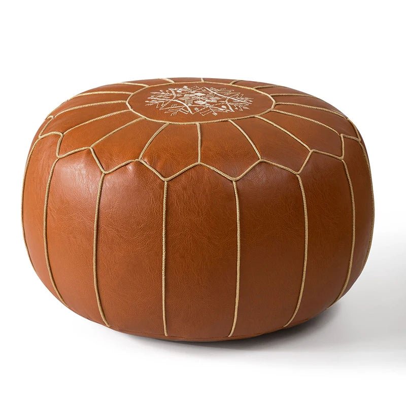 Pouf marocain en similicuir brodé, coussin non rembourré - NGSHOP-ONE