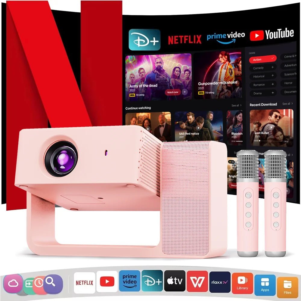 Projecteur 3-en-1 Ultra 300 pouces Full HD 1080p, Android, WiFi 6, home cinéma - NGSHOP-ONE