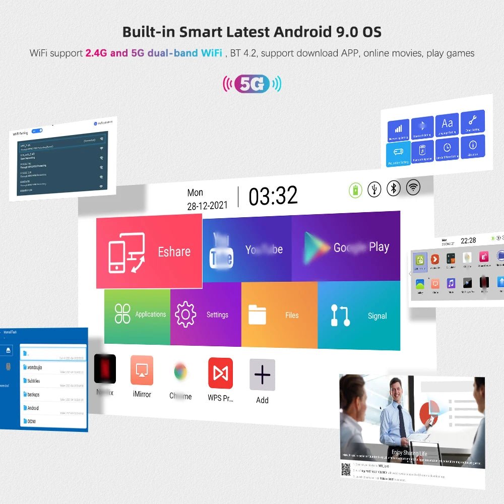 Mini projecteur DLP portable ThundeaL pour vidéos 2K/4K, intelligent et WiFi, idéal maison/extérieur - NGSHOP-ONE