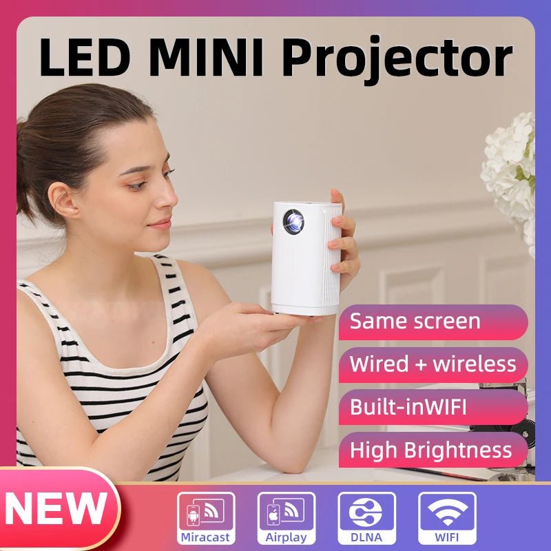 Projecteur Wi-Fi Mini Portable 4K LED pour home cinéma avec haut-parleur intégré - NGSHOP-ONE
