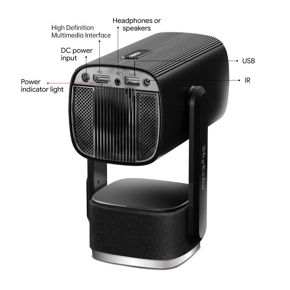 Projecteur SkyEcho Mini 1080p pour home cinéma, 4K, Android, 150'', Wi-Fi, Bluetooth 5.2 - NGSHOP-ONE