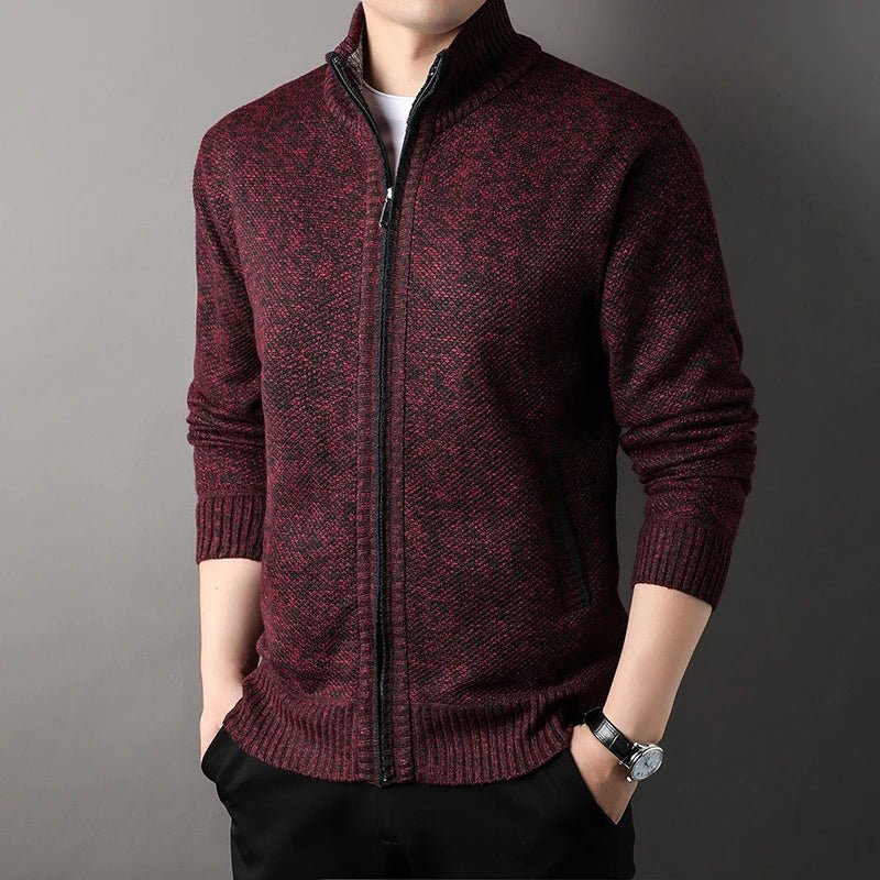 Pull en maille à col montant pour homme, cardigan automne-hiver, coupe slim, couleur unie - NGSHOP-ONE