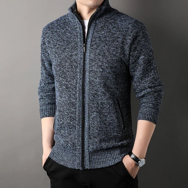 Pull en maille à col montant pour homme, cardigan automne-hiver, coupe slim, couleur unie - NGSHOP-ONE