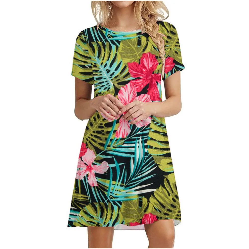 Robe Courte Fleurie à Manches Courtes Style Vintage Chic - NGSHOP-ONE
