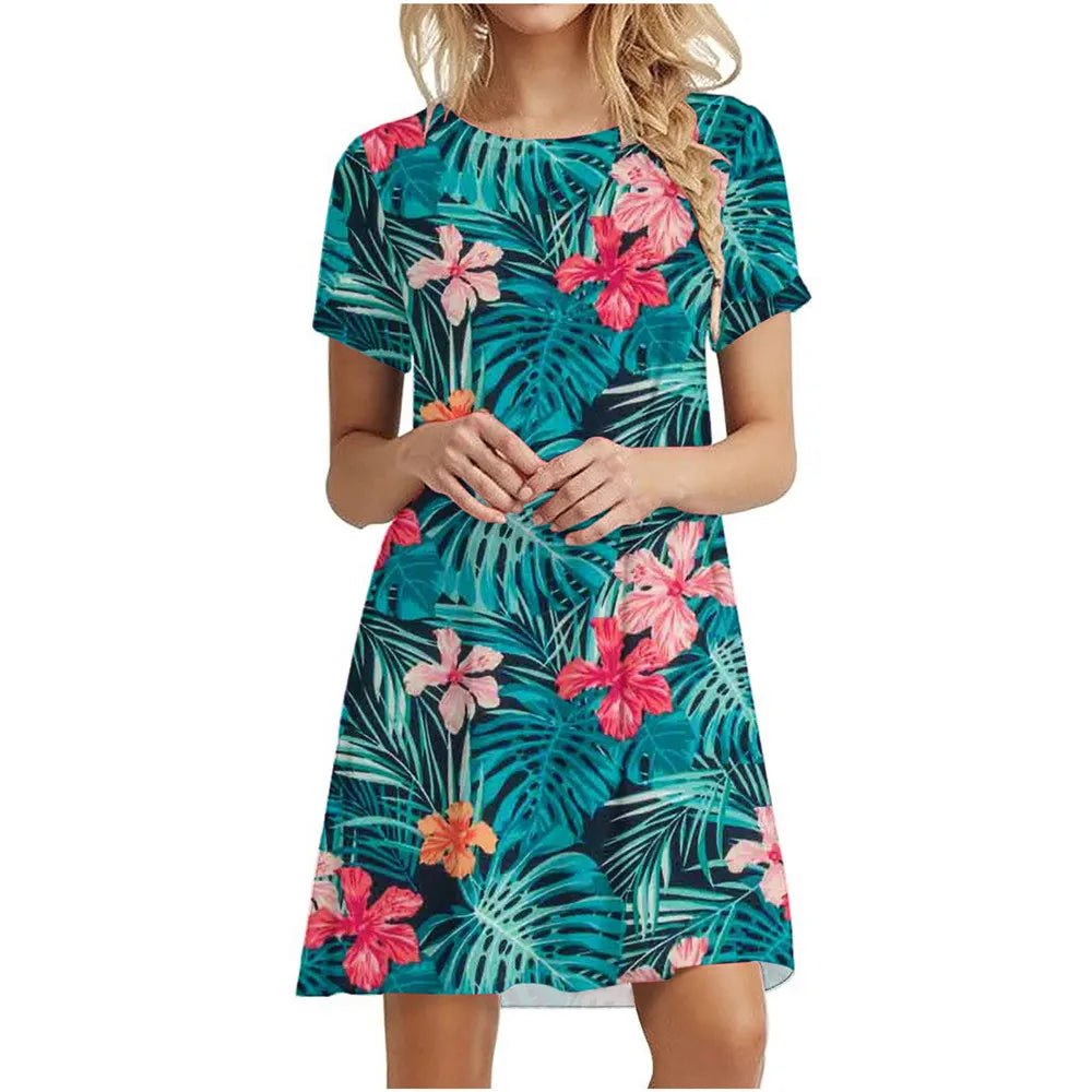 Robe Courte Fleurie à Manches Courtes Style Vintage Chic - NGSHOP-ONE