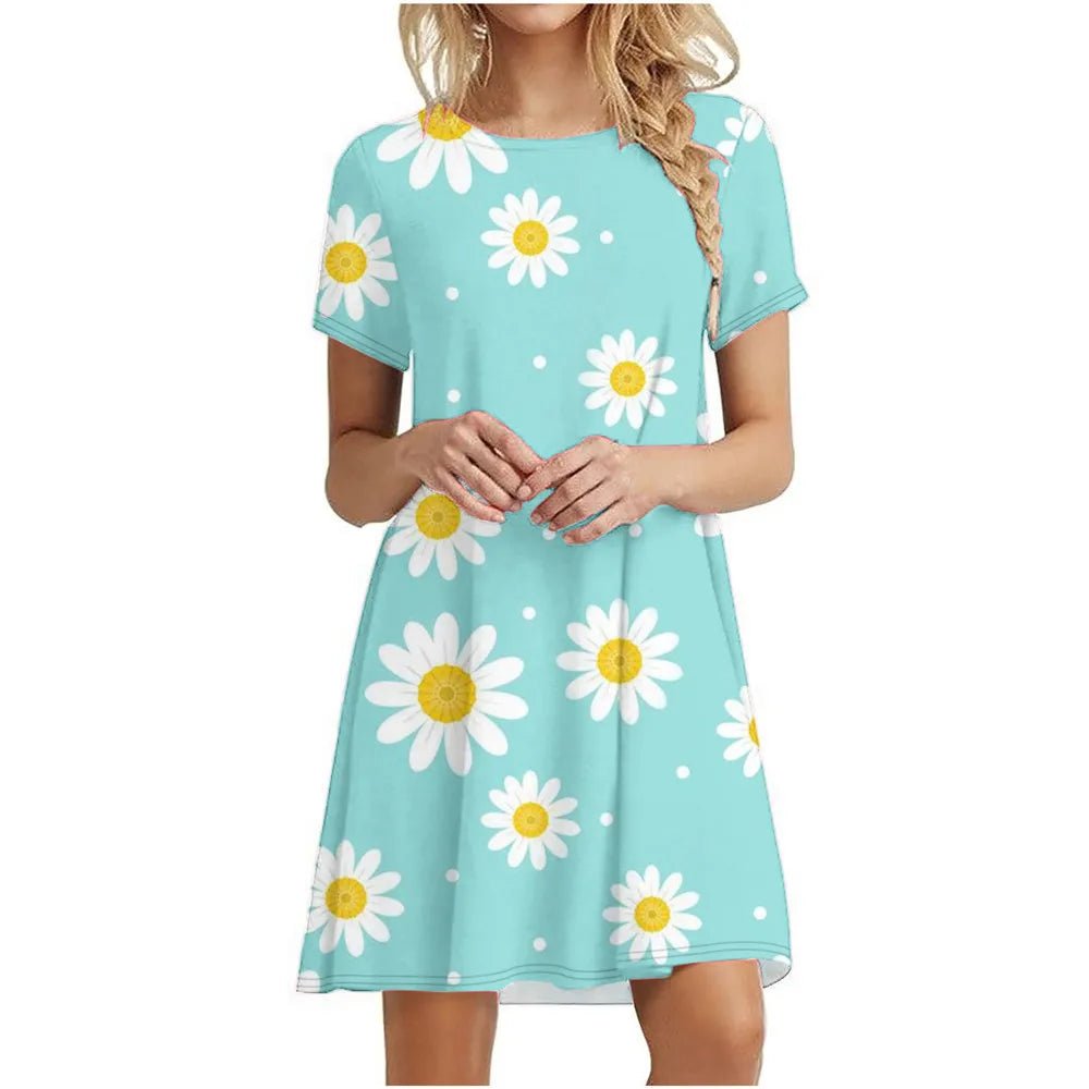 Robe Courte Fleurie à Manches Courtes Style Vintage Chic - NGSHOP-ONE