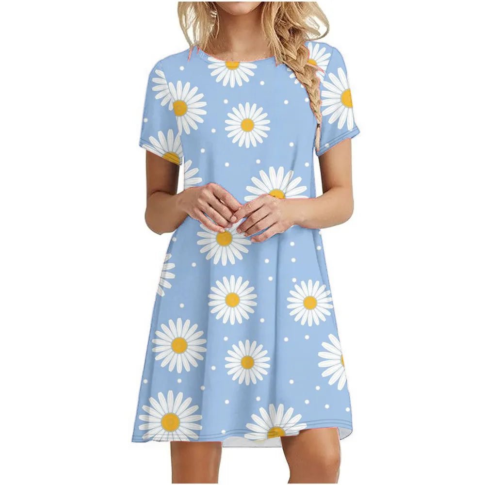 Robe Courte Fleurie à Manches Courtes Style Vintage Chic - NGSHOP-ONE
