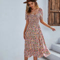 Robe d'Été Fleurie Style Bohème avec Taille Élastique Confortable - NGSHOP-ONE