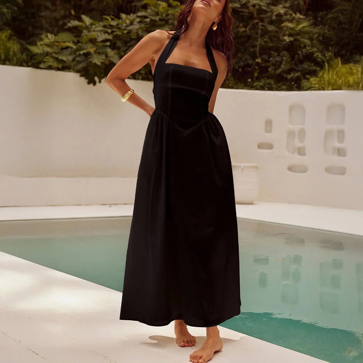 Robe Longue d'Été Dos Nu à Taille Haute pour Femme - NGSHOP-ONE