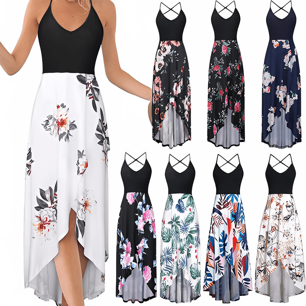 Robe Longue Été Imprimée Vintage Dos Nu Élégante pour Femme - NGSHOP-ONE