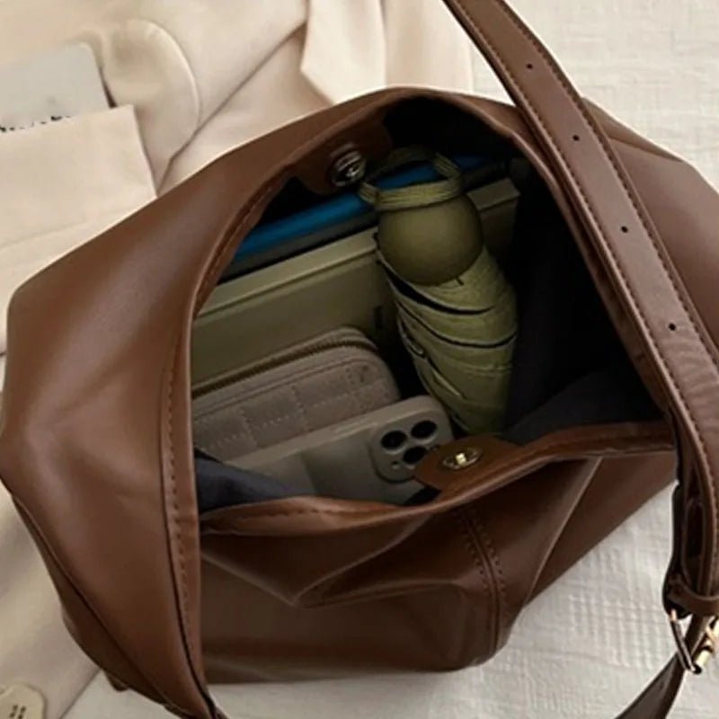 Sac Cabas Seau en Cuir PU à Grande Capacité Rétro - NGSHOP-ONE