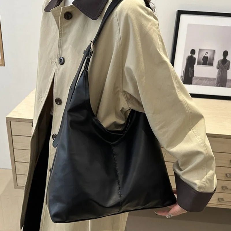 Sac Cabas Seau en Cuir PU à Grande Capacité Rétro - NGSHOP-ONE