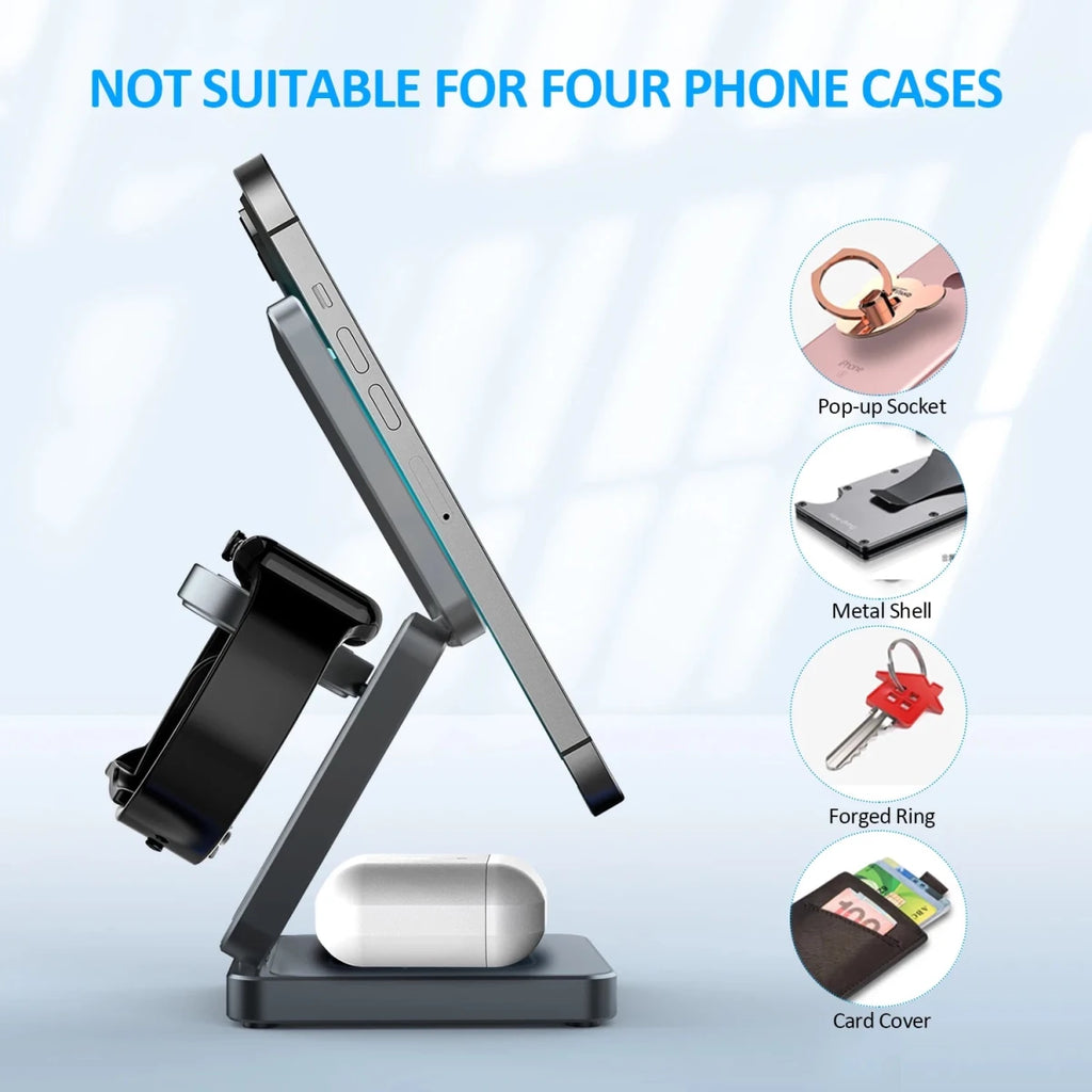 Station de Charge Magnétique Pliable 3 en 1 pour iPhone et Apple Watch - NGSHOP-ONE