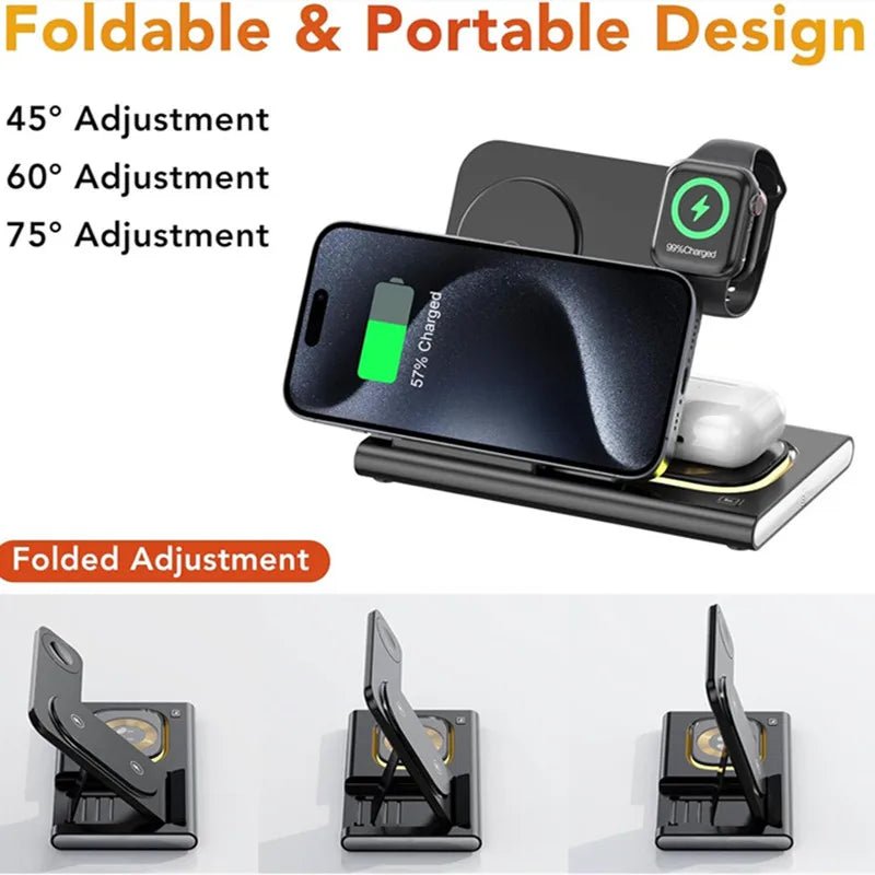 Station de Charge Sans Fil 3 en 1 Pliable pour iPhone et Samsung - NGSHOP-ONE