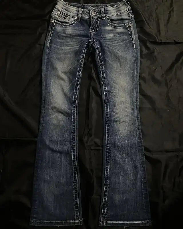 Jean streetwear vintage Y2K pour femme - coupe slim, taille mi-haute - NGSHOP-ONE