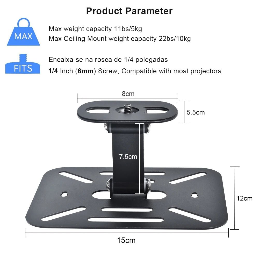 Support Projecteur Métal Ajustable pour Bureau et Mur Vis 1/4 - NGSHOP-ONE