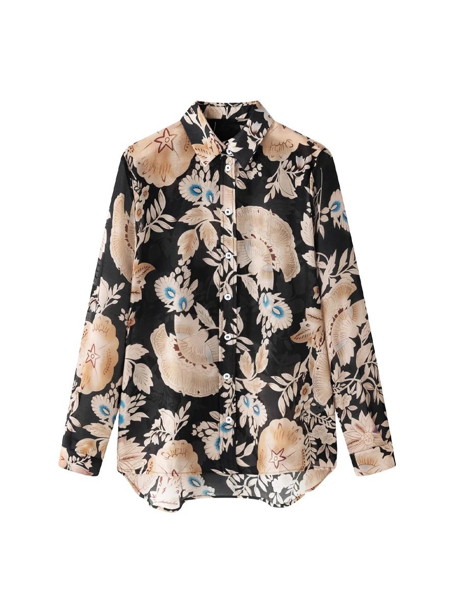 Chemises fleuries pour femme, 30 % soie, 70 % coton - NGSHOP-ONE