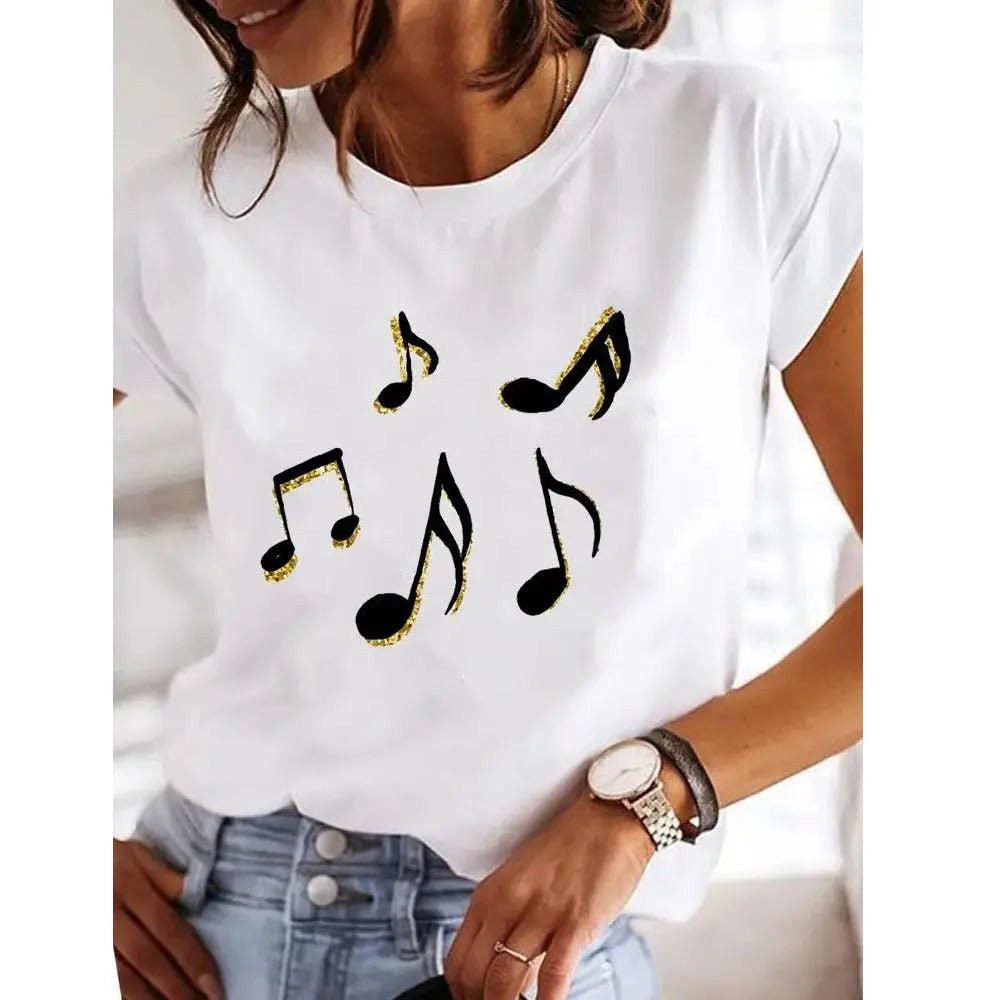 T-shirt Femme Imprimé Style Y2K Col Rond en Coton - NGSHOP-ONE