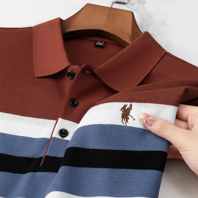 T-shirt rayé homme été décontracté polyvalent & tendance, couleurs contrastées polo business - NGSHOP-ONE