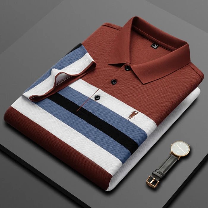 T-shirt rayé homme été décontracté polyvalent & tendance, couleurs contrastées polo business - NGSHOP-ONE