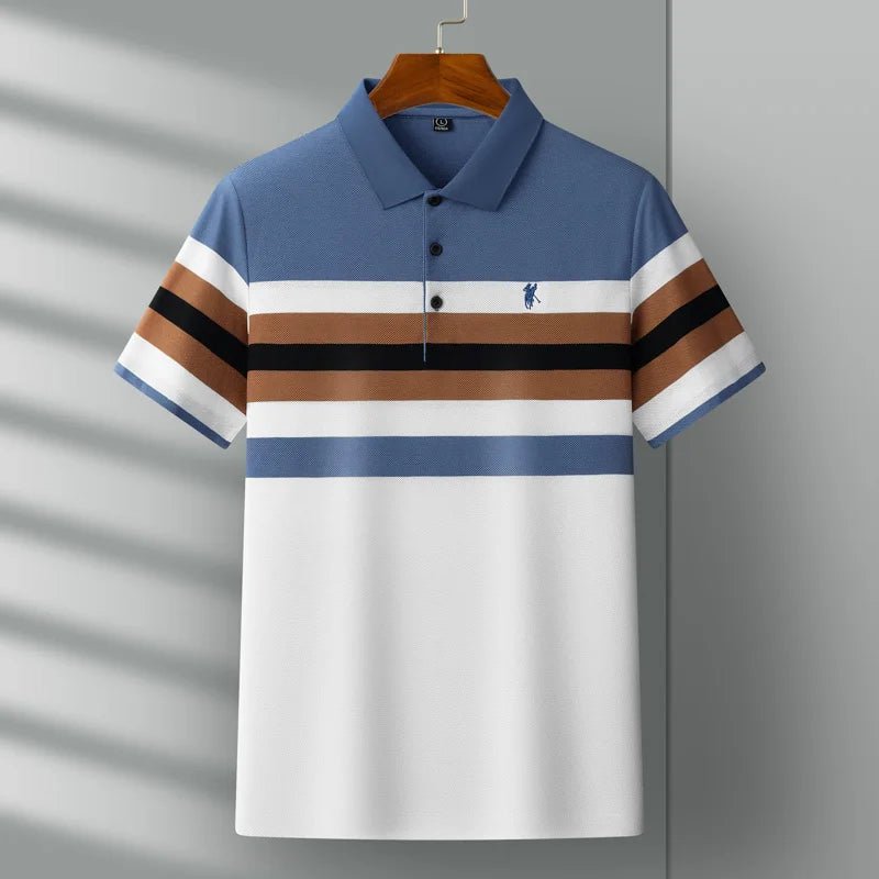 T-shirt rayé homme été décontracté polyvalent & tendance, couleurs contrastées polo business - NGSHOP-ONE