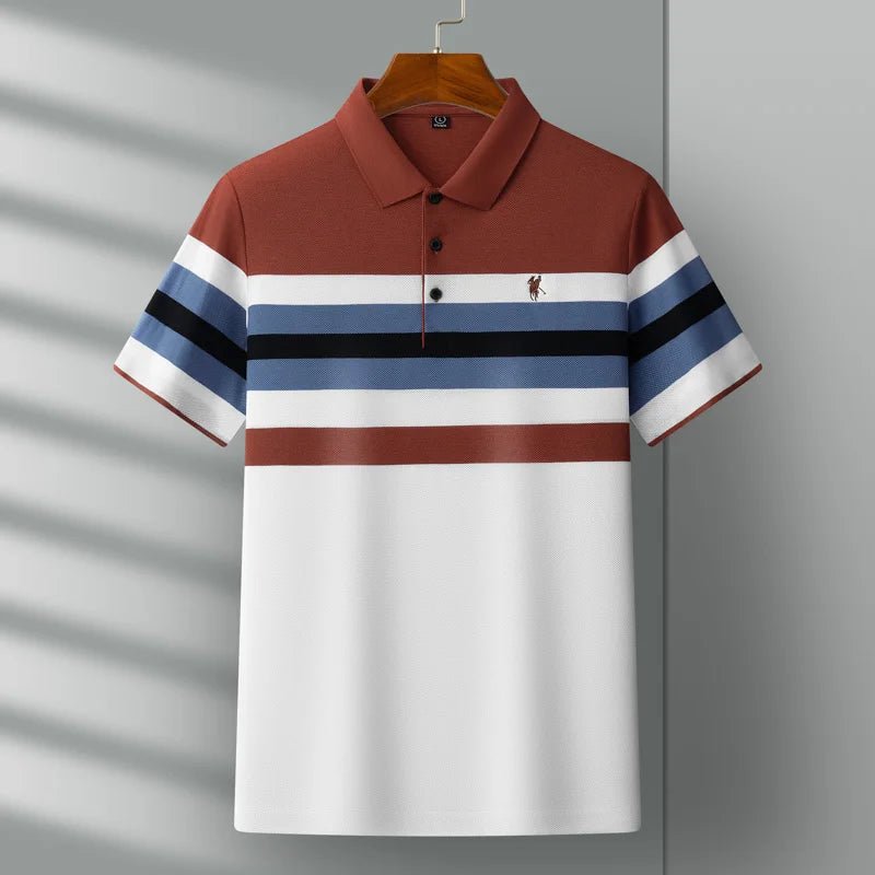 T-shirt rayé homme été décontracté polyvalent & tendance, couleurs contrastées polo business - NGSHOP-ONE