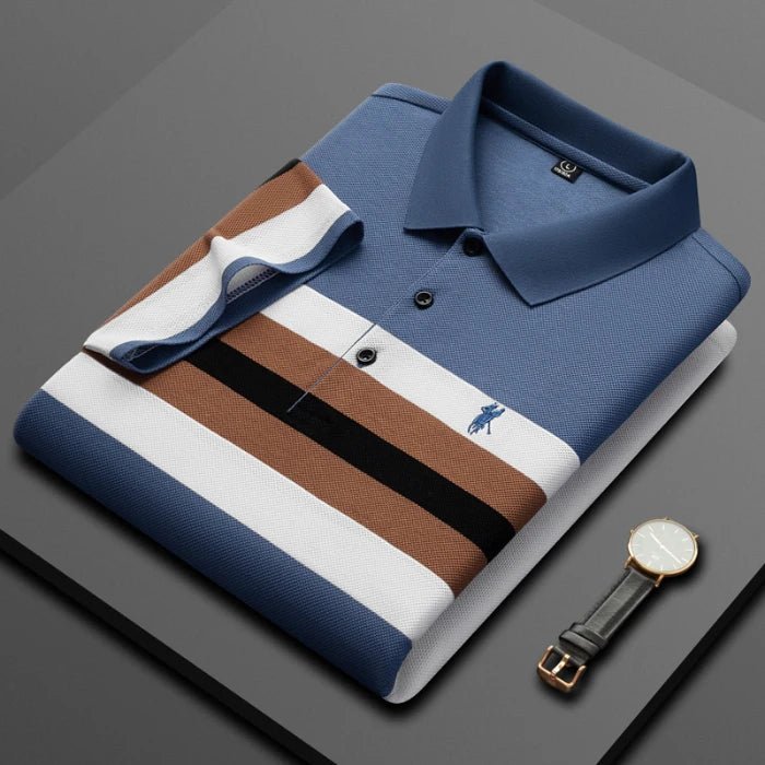 T-shirt rayé homme été décontracté polyvalent & tendance, couleurs contrastées polo business - NGSHOP-ONE
