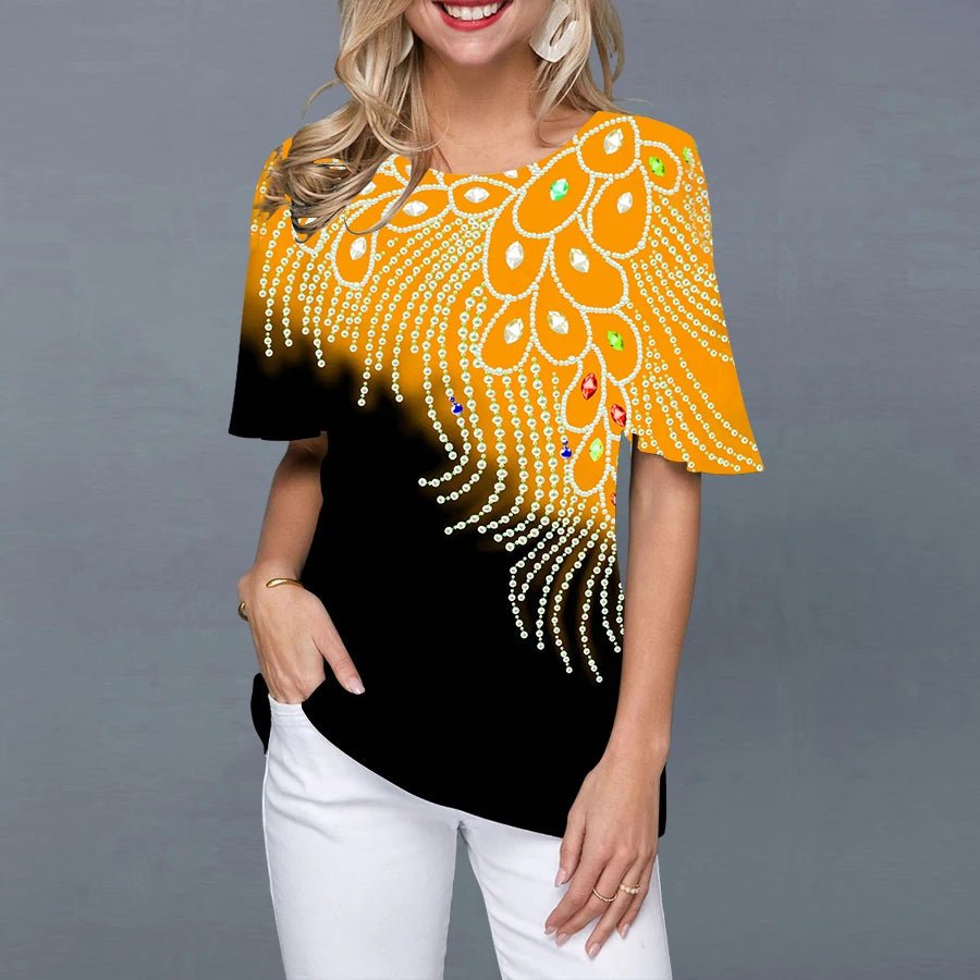 T-shirts d'été pour femmes, imprimé 3D tendance, manches courtes, style vintage, coupe oversize - NGSHOP-ONE