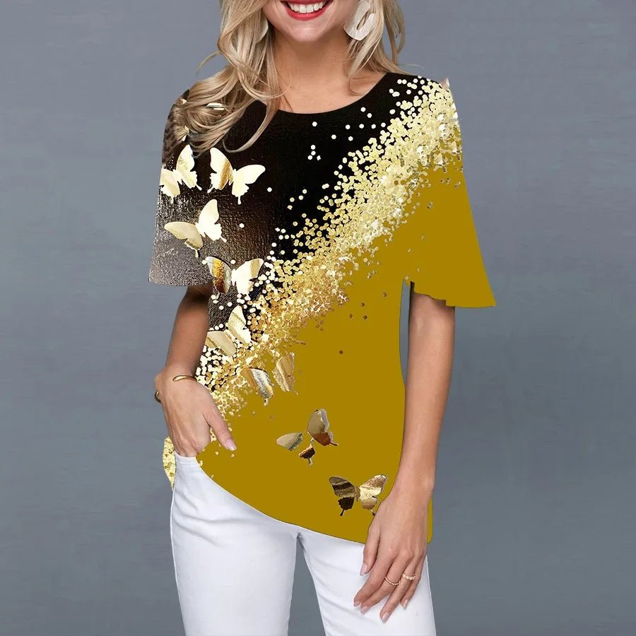 T-shirts d'été pour femmes, imprimé 3D tendance, manches courtes, style vintage, coupe oversize - NGSHOP-ONE