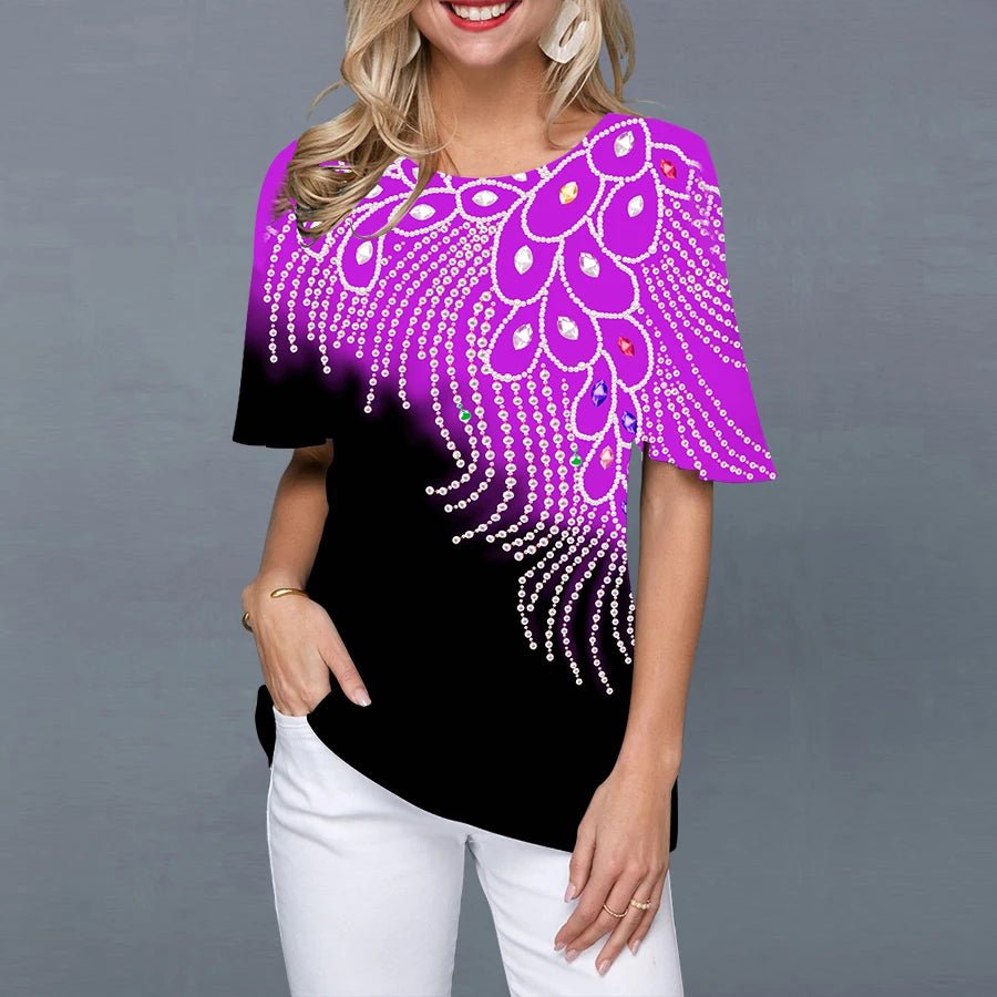 T-shirts d'été pour femmes, imprimé 3D tendance, manches courtes, style vintage, coupe oversize - NGSHOP-ONE