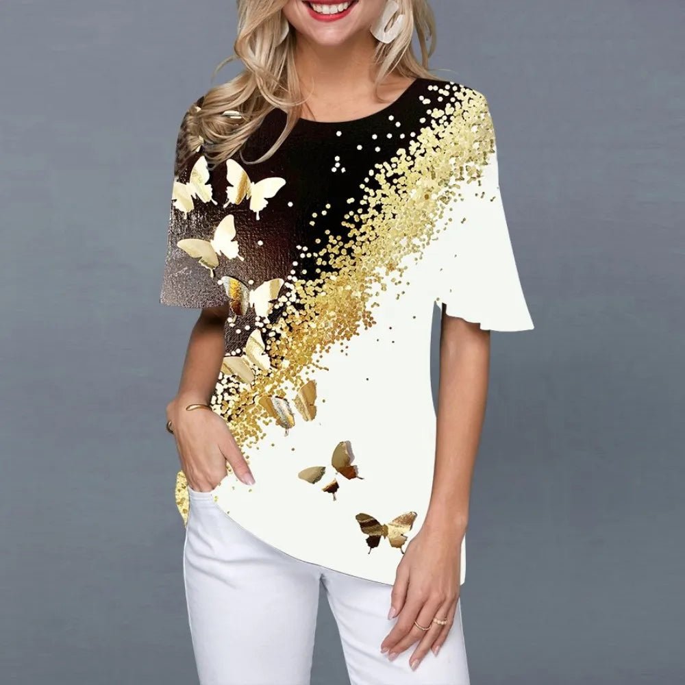 T-shirts d'été pour femmes, imprimé 3D tendance, manches courtes, style vintage, coupe oversize - NGSHOP-ONE