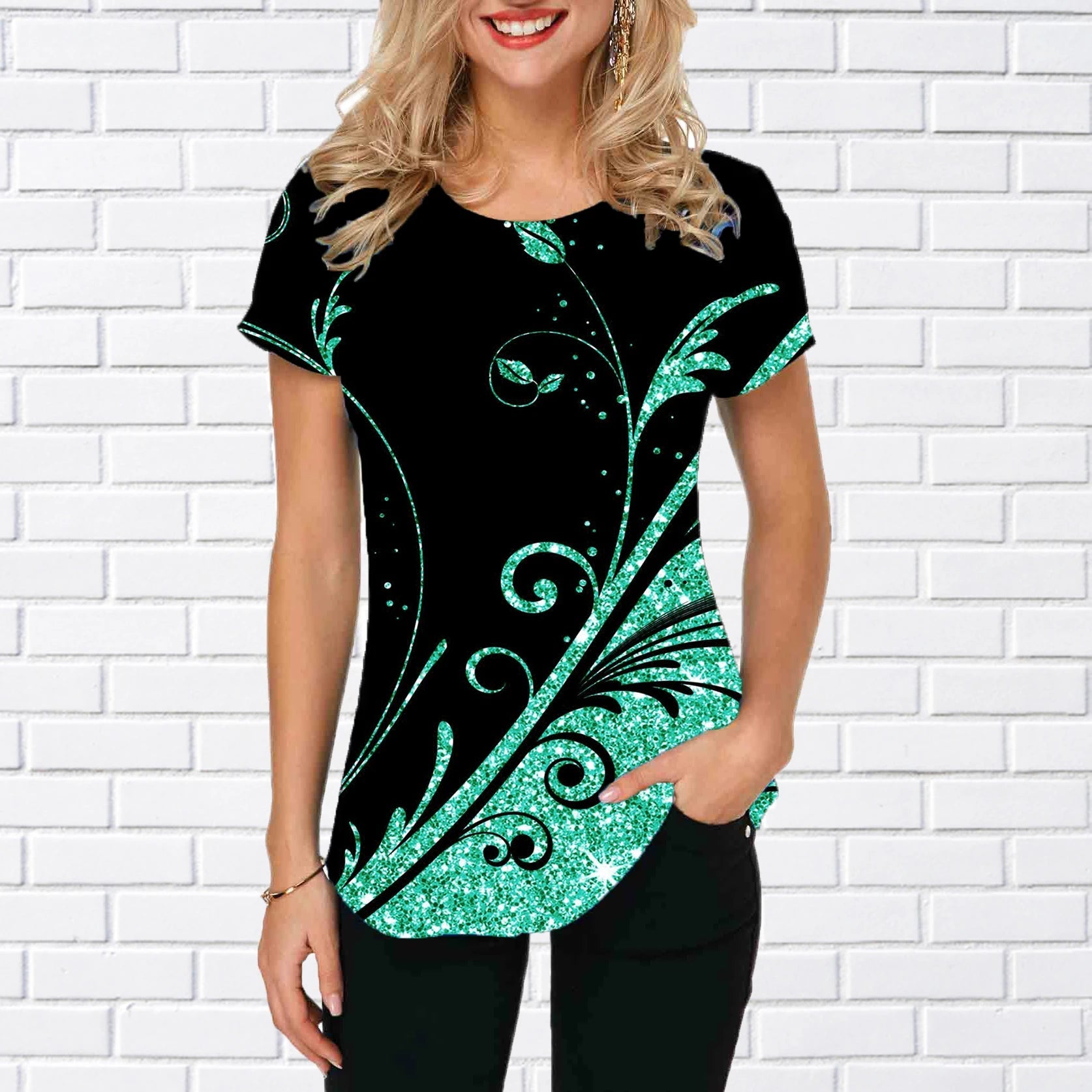 T-shirts d'été pour femmes, imprimé 3D tendance, manches courtes, style vintage, coupe oversize - NGSHOP-ONE