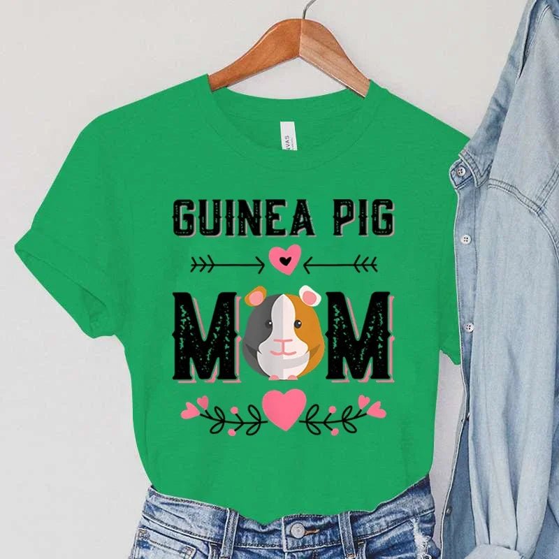 T-shirts pour femmes - Animaux de compagnie - cochon d'Inde à fleurs et motifs décontractés - NGSHOP-ONE