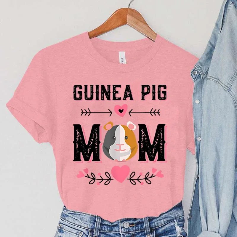 T-shirts pour femmes - Animaux de compagnie - cochon d'Inde à fleurs et motifs décontractés - NGSHOP-ONE