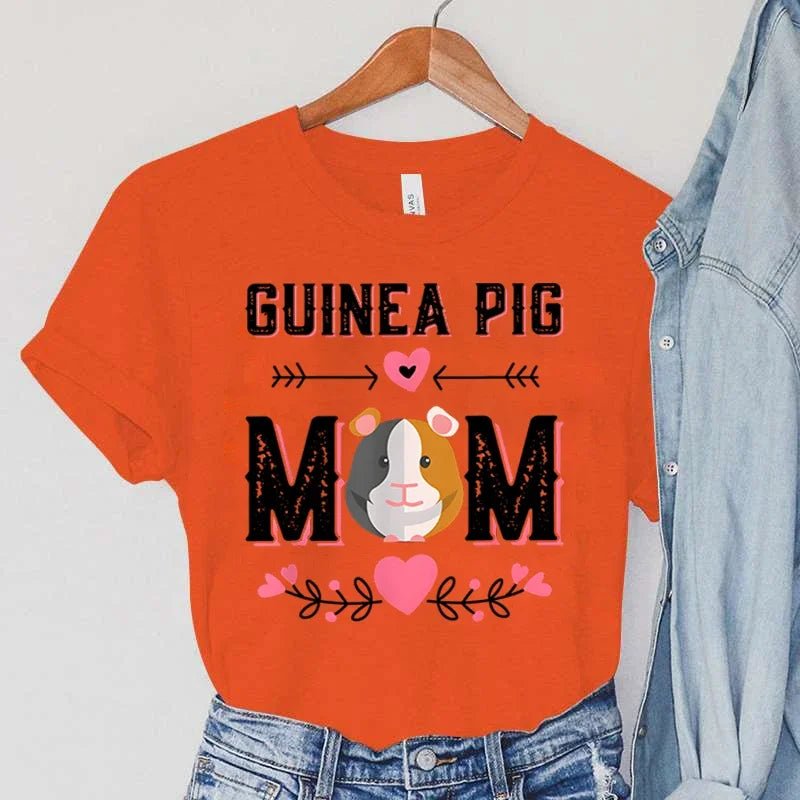 T-shirts pour femmes - Animaux de compagnie - cochon d'Inde à fleurs et motifs décontractés - NGSHOP-ONE